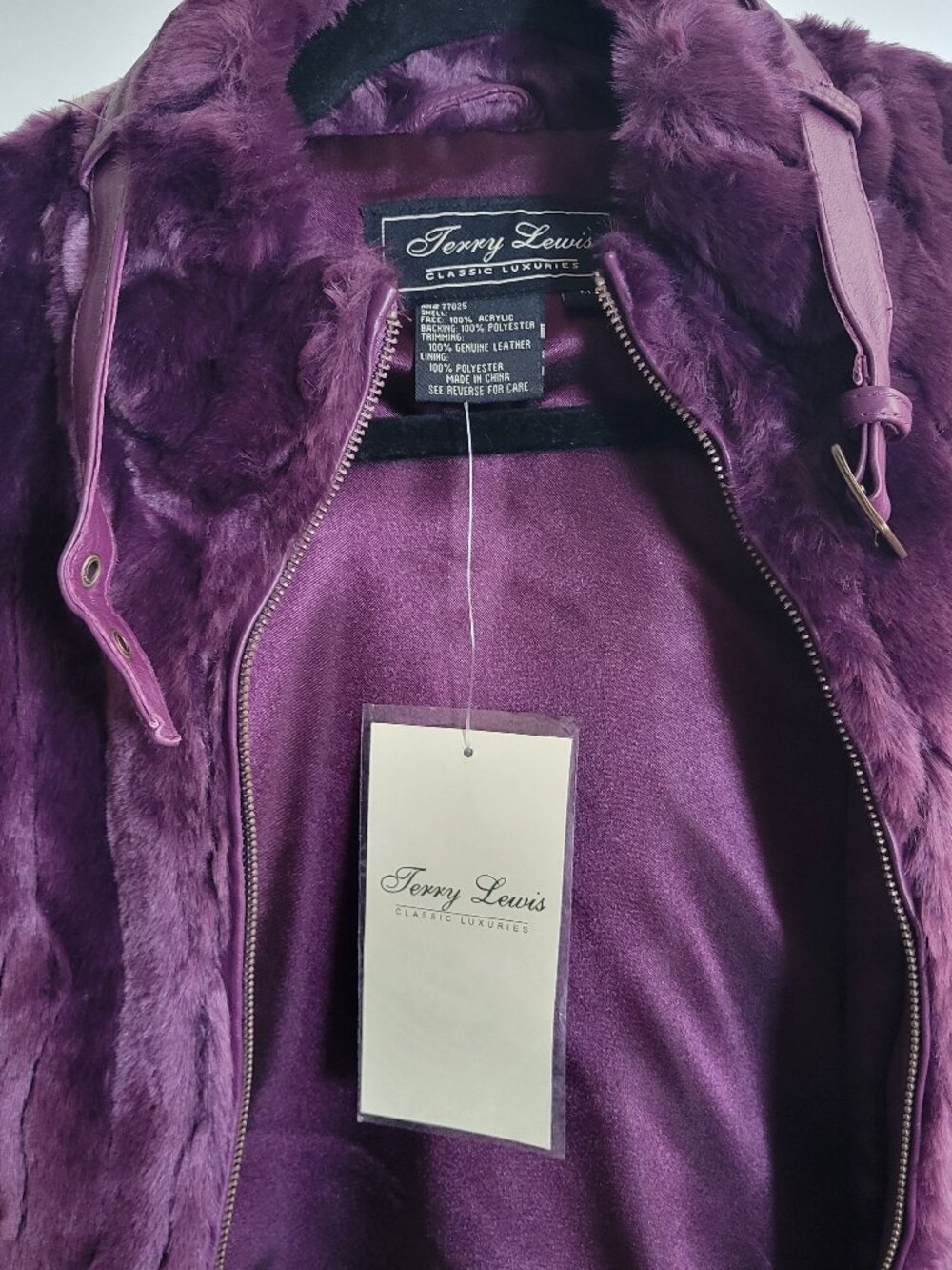 Terry Lewis Classic Luxuries – Vibrant Purple Faux Fur Jacket | Size M | NWT